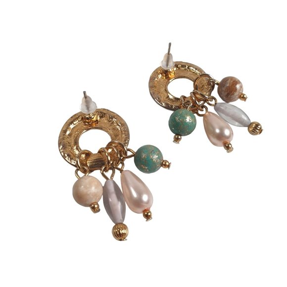 Beaded Gold Tone Beach Core Boho Vintage Earrings Women Jewelry Costume Fashion - Picture 4 of 5